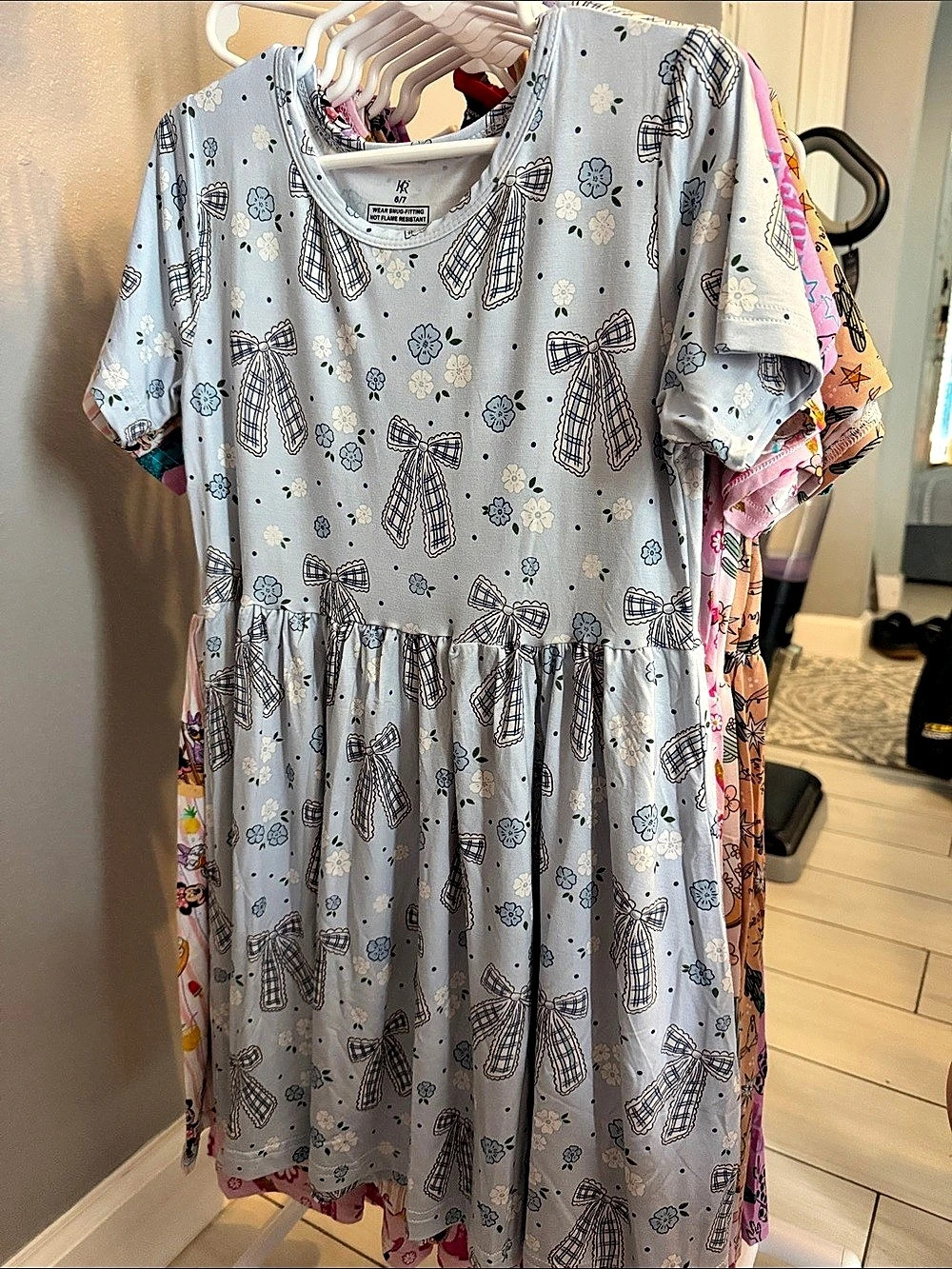 6/7 NEW Bamboo Mini Dress in Blue & White